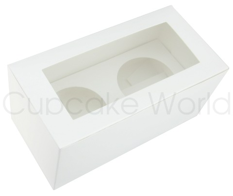 WHITE 2 HOLE CUPCAKE MUFFIN WINDOW BOX WITH INSERT WHITE 2 HOLE CUPCAKE MUFFIN WINDOW BOX WITH INSERT